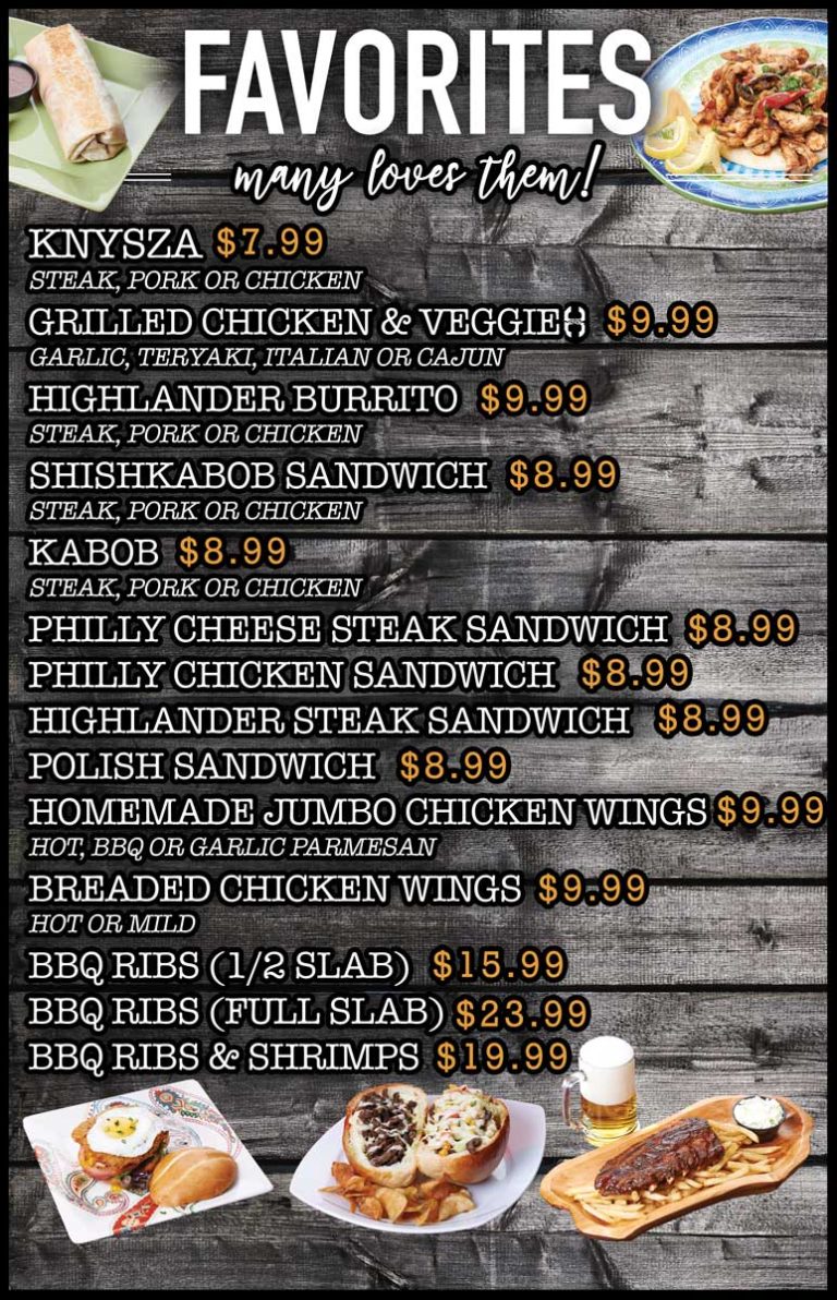 Menu – Highlanders Grill